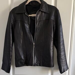 Swan Vintage Black Leather Jacket 1990’s